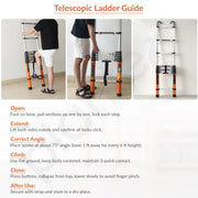 Plantex 3.8m (12.5 ft.) Aluminium Telescopic Ladder/13-Step Portable Ladder with Removable Hooks/Foldable Multipurpose Collapsible Ladder for Home & Outdoor Use/2 Year of Warranty By Plantex-(Orange)