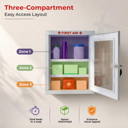 Plantex Metal First Aid Box/Emergency Medical Kit Box for Medicine Storage/Multi Compartment for Medicine Organizer First Aid Kit Box with Key Lock - Pack of 5 (White)