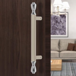 Plantex Heavy Duty Door Handle/Main Door Handle/14 inch Door Handle for Main Door/Pull Push Handle – Pack of 1 (124, Satin White & Chrome) - 3 Years Warranty