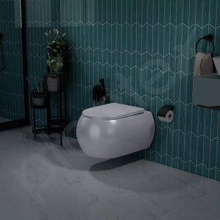 Plantex Imported Ceramic Wall Mounted Commode/Rimless Washdown Western Commode Toilet/Western Toilet with Soft Close Seat Cover - P Trap (Matt Grey)