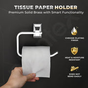 Plantex Paper Holder for Bathroom/Pure Brass Toilet Paper Holder/Tissue Paper Roll Holder/Bathroom Accessories - Pack of 1 (APS-DL-09, Chrome)