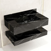 Plantex Floating Vanity/Slab Tile Vanity with Washbasin for Bathroom/Wall Mount Cabinet with Sink - (Dustin Black - 80 X 45 cm)