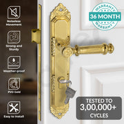 Plantex Heavy-Duty Door Lock Set - Main Door Lock Handle Set/ 6-Lever Lock Mechanism with 3 Years of Warranty/Mortise Lock with 3 Keys, Brass Lock Body & Cylinder(596 - Gold)