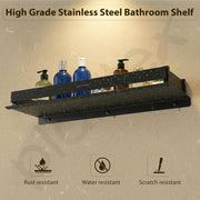 Plantex Stainless Steel Shelf for Bathroom/Multipurose Bath Room Wall Shelf/Bathroom Organiser with Drill (18 x 5 Inch, Black)