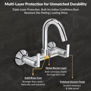 Plantex Pure Brass Sink Mixer Tap Hot and Cold with 360Ãƒâ€šÃ‚Â° Swivel Spout/Sink Tap for Kitchen Basin with Brass Wall Flange & Teflon Tape-7 Year Warranty (BAL-514)