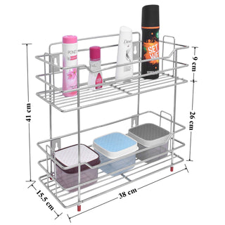 Plantex Stainless Steel Kitchen Rack Stand/2-Tier Spice Rack For Kitchen Storage/Multipurpose Masala Stand for Kitchen