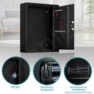 Plantex Safe Locker/Key Holder Locker Box For Home, Office,Hotel/Electronic Keypad/Dual Password Code Access Lock/LED Light/2 Years Warranty By Plantex - 20Litre/71 Keyhooks and Keychains - Black