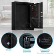 Plantex Safe Locker/Key Holder Locker Box For Home, Office,Hotel/Electronic Keypad/Dual Password Code Access Lock/LED Light/2 Years Warranty By Plantex - 20Litre/71 Keyhooks and Keychains - Black