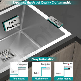 Plantex Premium Stailess Steel Kitchen Sink/Heavy-Duty Sink for Kitchen with 25 Years Warranty by Plantex/Single Bowl Sink with Square Coupling, Hose Pipes and Drain Racks (Matt- 30 x 18 x 9 Inches)