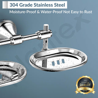 Plantex Stainless Steel 304 Grade Niko Double Soap Holder for Bathroom/Soap Dish/Bathroom Soap Stand/Bathroom Accessories(Chrome) - Pack of 1