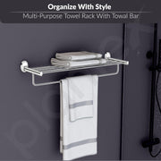 Plantex 304 Stainless Steel Towel Holder in Bathroom/Cloth Hanger for Bathroom/Towel Rack/Bathroom Accessories - Oreva (Chrome) 24 Inch
