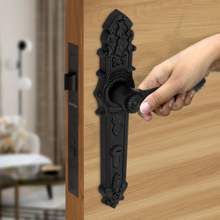 Plantex Heavy-Duty Door Lock Set for Main Door/Locks Handle Set with 3 Years of Warranty/Mortise Lock with 3 Keys, Brass Lock-Body & Cylinder(658- Black)