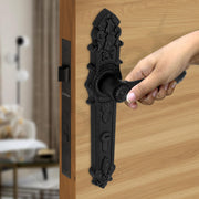 Plantex Heavy-Duty Door Lock Set for Main Door/Locks Handle Set with 3 Years of Warranty/Mortise Lock with 3 Keys, Brass Lock-Body & Cylinder(658- Black)