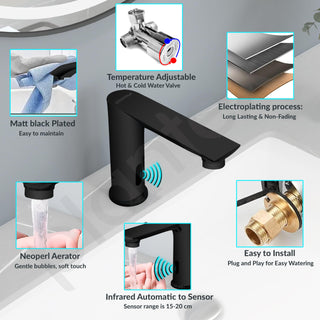 Plantex Solid Brass Automatic Touchless Faucet for Wash Basin/Sensor Tap for Kitchen Sink/Electronic Basin Tap/Sink Tap for Kitchen Basin (Black)