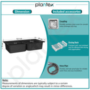 Plantex Kitchen Sink/UV Protected Quartz Sink for Kitchen/Double Bowl Sink with Coupling and Hose Pipe (Charcoal Black - 37x18inch)