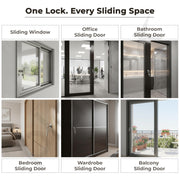 Plantex Sliding Door Lock for Wardrobe/GI Steel Drawer Lock/Suitable for 20mm Sliding Door - Pack of 1 (SL-01, Z-Black)