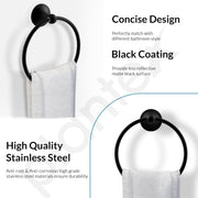 Plantex Towel Ring for Bathroom/Stainless Steel Towel Holder/Round Napkin Ring/Towel Stand for Bathroom/Bathroom Accessories - Pack of 1 (Black)