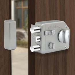 Plantex Rim Lock for Main Door - Heavy Duty With 4 Keys - Suitable for Inside Opening Wooden Doors - Pack of 1 (Satin)
