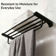 Plantex Towel Rack for Bathroom/Space Aluminium Towel Holder/24 Inch Towel Hanger/Bathroom Accessories - Pack of 1 (Black)