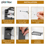 Plantex Aluminum Folding Towel Rack in Bathroom/Towel Holder in Bathroom/Towel Hanger/Bathroom Accessories (24 Inch) Black