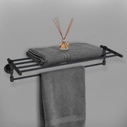 Plantex 304 Grade Stainless Steel Bathroom Accessories Set of 3 - Towel Stand/Napking Hanger/Dual Soap Holder for Bathroom - Niko (Black)