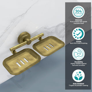Plantex Galaxy 304 Grade Stainless Steel Rectangular Double Soap Holder for Bathroom/Soap Stand/Soap Holder/Soap Storage/Bathroom Accessories – (Brass Antique)