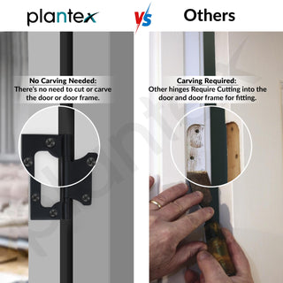 Plantex Stainless Steel Butterfly Hinges for Door/Non-Mortise Door Hinge/4 Inch x 14 Gauge Hinge/2.5 mm Hinges for Home/Office/Hotel - Pack of 6 (Black)