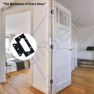 Plantex Stainless Steel Butterfly Hinges for Door/Non-Mortise Door Hinge/4 Inch x 14 Gauge Hinge/2.5 mm Hinges for Home/Office/Hotel - Pack of 12 (Black)