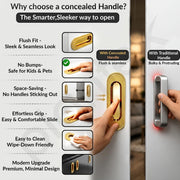 Plantex Sliding Door Handle/Concealed Handle for Sliding Door/96mm Concealed Handle for Wardrobe/Kitchen Cabinet - Pack of 2 (PVD Gold)