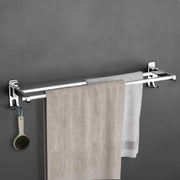 Plantex Stainless Steel Foldable Towel Rack for Bathroom/Towel Hanger with Hooks/Towel Holder/Stand/Bathroom Accessories - 24 Inch (Chrome Finish)