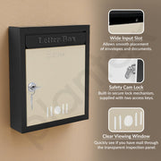Plantex Letter Box - Mail Box/Post Box/Complaint Box/Suggestion Box/Donation Box/Letter Box for Home gate with Secure Lock (Black & Ivory) - Wall Mount A4 Size