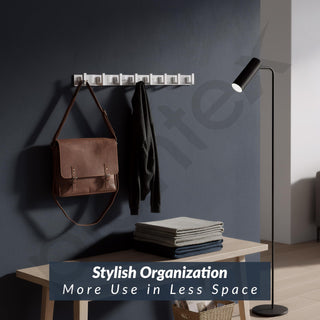 Plantex Bathroom Hooks for Hanging with L-Shape Hooks - Door Hooks for Clothes/Towel/Keys - Pack of 3 - (8 Hooks, Chrome)