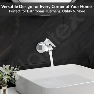 Plantex Pure Brass PRI-302 Bib Cock Tap for Bathroom with Water Saving Aerator/Basin Tap for Bathroom with Brass Wall Flange and Teflon Tape- 7 Year Warranty (Long Body-Chrome)