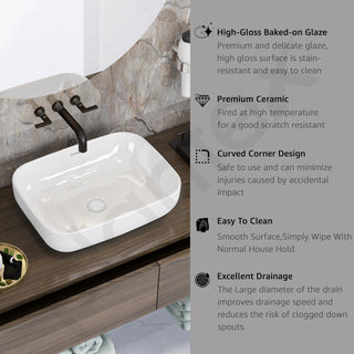 Plantex Platinum Ceramic Tabletop Rectangular Wash Basin/Washbasin for Bathroom/10 Years Glaze Warranty by Plantex/Small Wash Basin (White - 18 x 13 x 5 Inch)