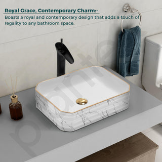 Plantex Table Top Wash Basin For Bathroom/Designer Ceramic Basin/Countertop Vessel Sink Basin - Indo-European Collection (18 x 13 x 5 Inch)