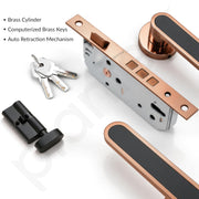 Plantex Door Lock Set with Keys/Mortise Door Lock for Home/Office/Hotel - Pack of 1 (OHMH-21, PVD Rose Gold & Black)