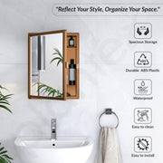 Plantex Bathroom Cabinet with Mirror/ABS Bathroom Storage Organiser/Multipurpose Shelf/Wall Mount Mirror Cabinet for Wash Basin (14x18 Inch, Brown)