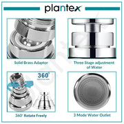 Plantex Pure Brass Tap Extension for Kitchen Sink/3 Anti-Splash Modes/Upto 80% Water Saving/Kitchen Tap Extender/Fits F22 and M24 mm Tap (XL-3012-Chrome)