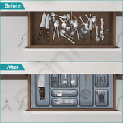 Plantex Cutlery tray for Kitchen Drawer/Cutlery Cosmetic Stationary Organizer/Cabinet Cutlery Tray Organizer for Modular Kitchen - (Grey-28.5x18.5 INCH)