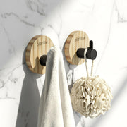 Plantex Wooden Wall Hanging Hook/Round Self Adhesive Robe Hooks for Kitchen/Bathroom/Bath Towel Hook/Stylish Home Decor Items - Pack of 1 (Black Wooden)