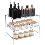 Plantex Stainless Steel 2- Tier Shelf Organizer for Kitchen Storage/Foldable and Detachable kitchen shelf organiser/Rack Organiser for Storage