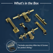 Plantex Door Kit for Single Door/Stainless Steel Door Accessories (10-inch Al-Drop,8-inch Latch,2 Handles of 8 and 7 Inch,7-inch Tower Bolt and 4-inch Door Stopper - (Brass Antique)