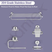 Plantex Nipron 304 Grade Stainless Steel Towel Rack for Bathroom/Soap Holder/Napkin Ring/Tumbler Holder/Robe Hook/Bathroom Accessories - Chrome
