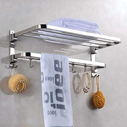 Plantex 304 Grade Stainless Steel Towel Hanger for Bathroom/Dual Folding Towel Rack/Towel Holder/Bathroom Accessories (24-Inch) Chrome