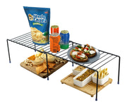 Plantex Stainless Steel Multipurpose Expandable Dish Rack/Expandable Storage Shelves for Kitchen Cabinets/Plate Stand/Utensil Rack (Black)