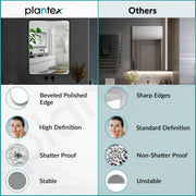 Plantex Unframed Unframed Rectangle Mirror for Wall/Mirror with Beveled Smooth Edges/Mirror for Bathroom/Dressing Room/Living Room/Bedroom/Entryway - (15x18 Inch)