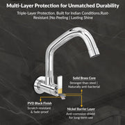 Plantex Pure Brass Sink Tap for Kitchen Basin with 360Ã‚Â° Extended Swivel Spout/Kitchen Tap with Water Saving Nozzle - 7 Year Warranty (BAL-511-Chrome Finish)
