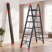 Plantex Folding Ladder for Home | 6-Step Steel Step Ladder | Anti-Skid Foldable Ladder | Home, Office & Warehouse Use - Pack of 1 (GT-6, Black & Red)