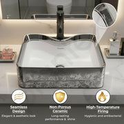 Plantex Table Top Wash Basin For Bathroom/Designer Ceramic Basin/Countertop Vessel Sink Basin - Indo-European Collection (EQTT-222, 19 x 15 x 5.5 Inch)