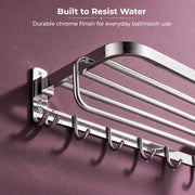 Plantex 24 Inch Towel Rack for Bathroom/304 Grade Stainless Steel Towel Bar/Towel Holder with Rod/Hook/Bathroom Accessories - (Chrome)